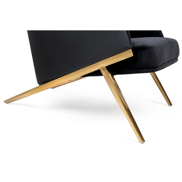 Elegancki fotel z ekoskóry Hampton Velvet MSE011000304.E43V41 czarny złoty