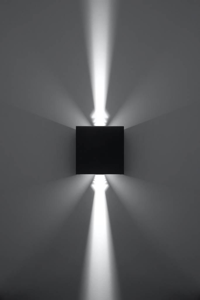 Kinkiet LAMPA przyścienna elewacyjna SL.0545 kwadratowa OPRAWA metalowa LED 6W 3000K kostka cube IP54 czarna