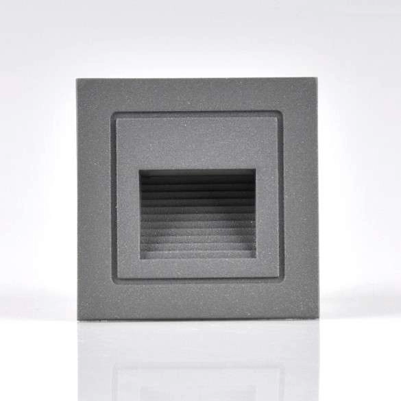 Schodowa LAMPA podtynkowa Q6 LED 313720 Polux kwadratowa OPRAWA wpuszczana LED 3W 4000K metalowa IP44 grafitowa