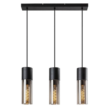 Potrójna lampa wisząca RONNO 72053 szklana loftowa przydymiona czarna