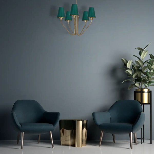 Żyrandol do sypialni VICTORIA MLP4908 tkaninowy zielony mosiądz