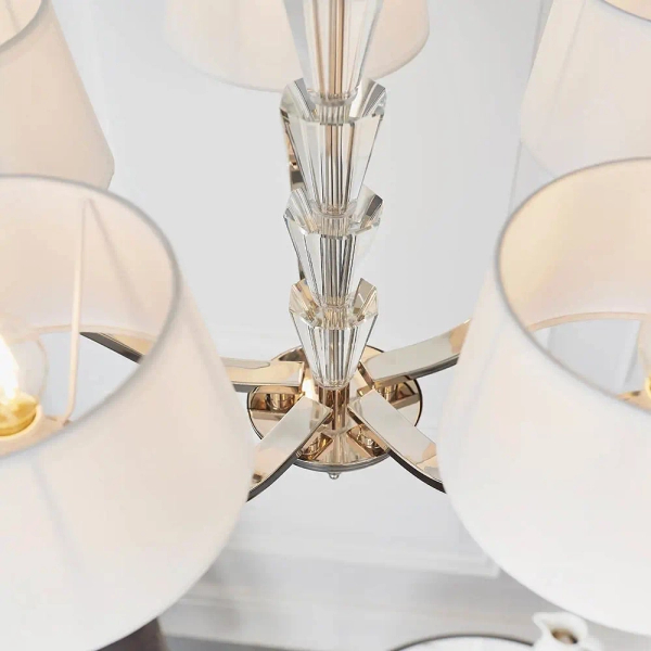 Lampa wisząca z abażurkami Fiennes FIENNES-5NI na łańcuchu chrom biały
