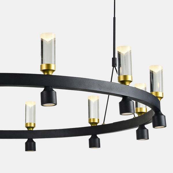 Modernistyczna LAMPA wisząca ALMELO PND-83812-24 Italux metalowa OPRAWA okrągła ZWIS LED 50,4W 3000K tuby czarne przezroczy