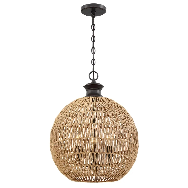 Kopułowa lampa wisząca Casablanca QZ-CASABLANCA-3P-PBZ brązowa czarna