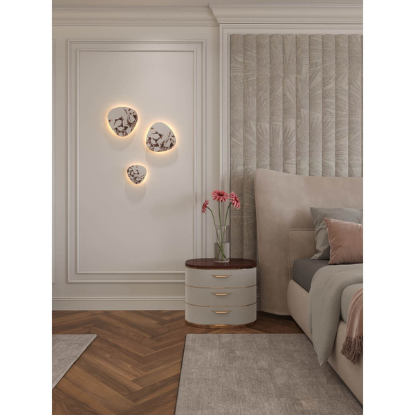 Ścienna lampa do salonu MARBLES W0389 LED 6W 3000K biała beżowa
