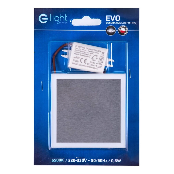 Naścienna lampa Evo EKS0958 Eko-light LED 0,6W 6500K płytka biały srebrny