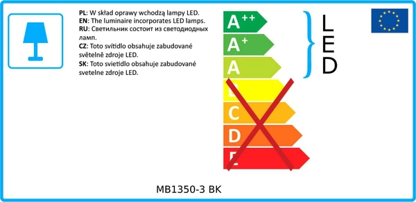Kinkiet LAMPA ścienna KUOLA MB1350-3 BK Italux metalowa OPRAWA regulowana LED 18W 3000K reflektorki czarna