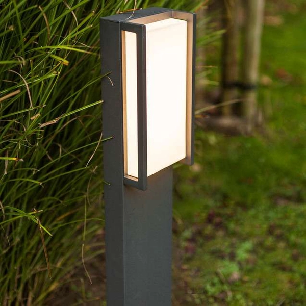 Stojąca LAMPA zewnętrzna QUBO 7193001118 Lutec metalowa OPRAWA prostokątna LED 18W 3000K słupek outdoor IP54 szary