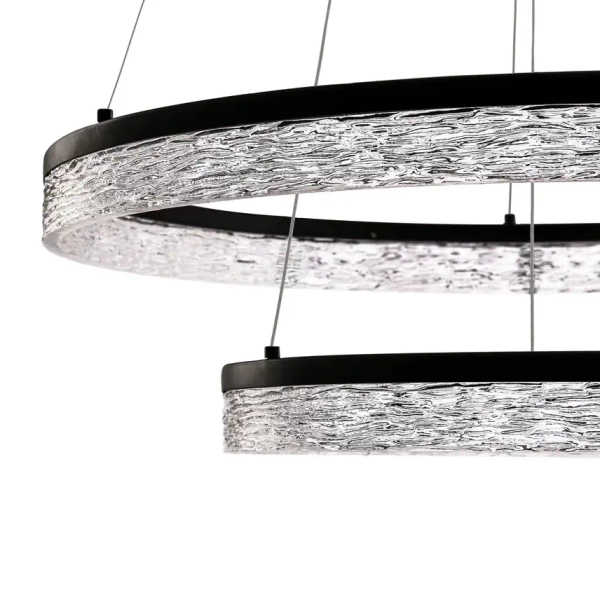 Lampa wisząca glamour Frozi 32-35561 LED 38W 3000K pierścienie czarna