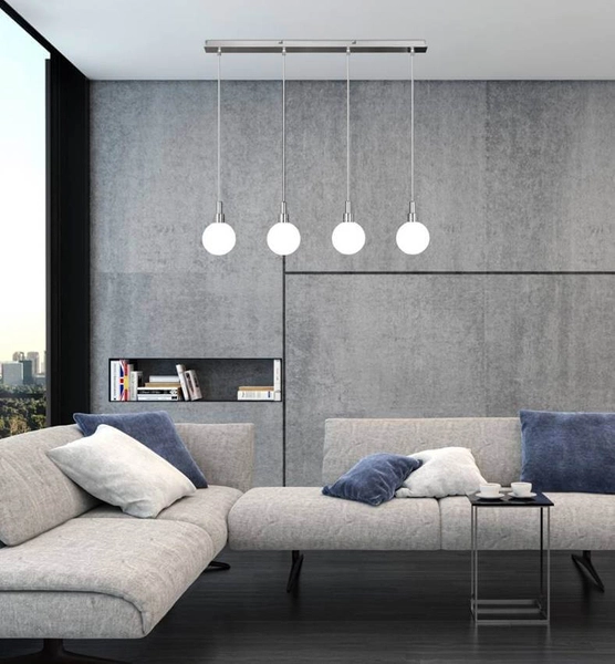 Wisząca lampa loftowa Maldus do jadalni balls chrom biała