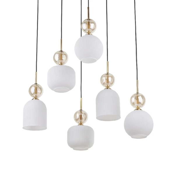 Nowoczesna wisząca lampa Sophia Cognac do salonu biały czarny