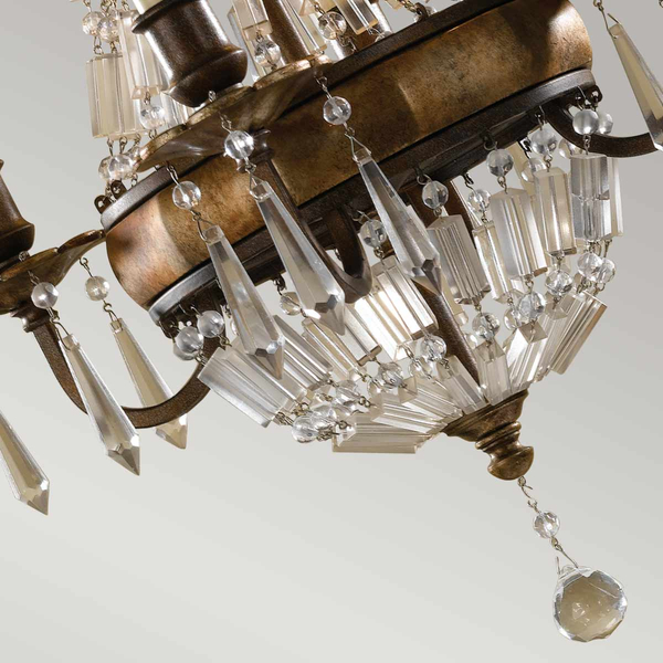 Wisząca lampa kryształowa Bellini FE-BELLINI4 Feiss pałacowa nad stół brązowa