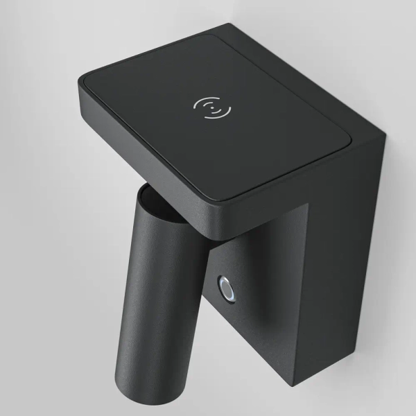 Lampa ścienna z ładowarką Aron C179WL-L7B2.7K-DE LED 7W 2700K tuba czarna