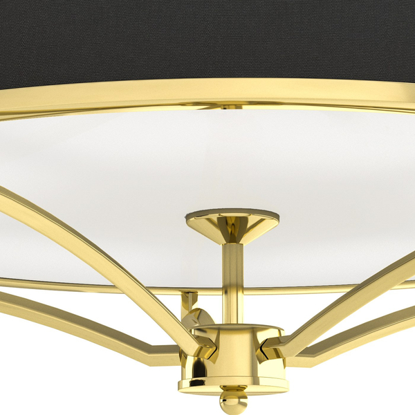 Sufitowa LAMPA plafon Stesso PL Gold / Nero M Orlicki Design klasyczna OPRAWA okrągła plafoniera abażurowa czarna złota