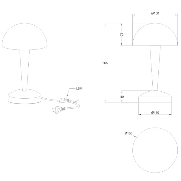 Stołowa lampka do sypialni Canaria R59561165 grzybek metalowa kawowa