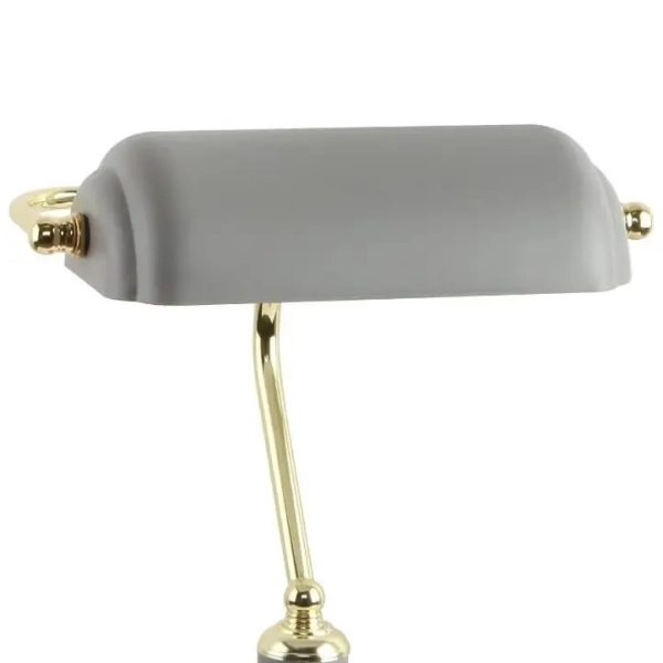 Klasyczna lampa biurkowa Roma retro z metalu szara złota