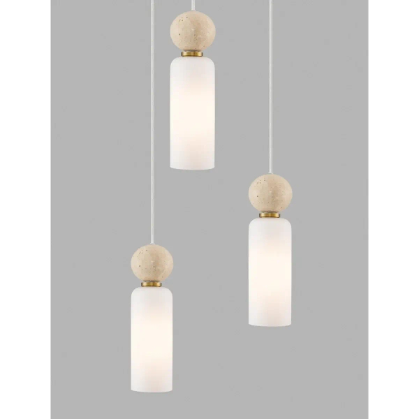 Potrójna lampa wisząca CORVIZO LE45274 glamour szklana biała złota