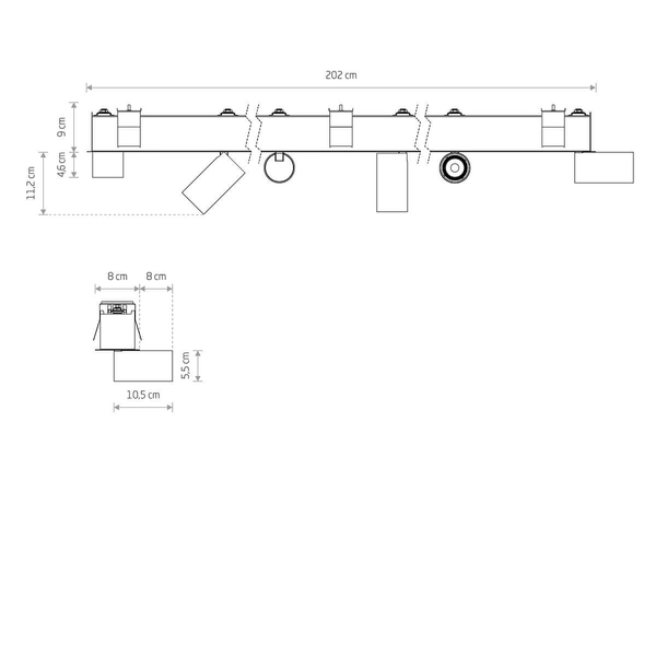 Podtynkowa lampa sufitowa Mono 10463 listwa czarna
