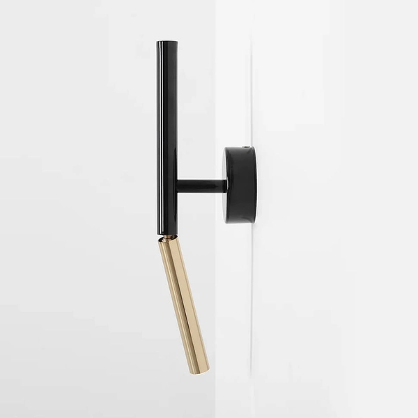 Lampa podłużna kinkiet Stick 1067C1 Aldex tuba z regulacją czarna złota