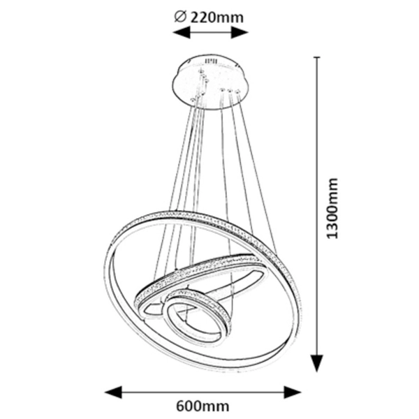 Wisząca lampa Avalon rings z kryształkami LED 75W 4000K aluminium