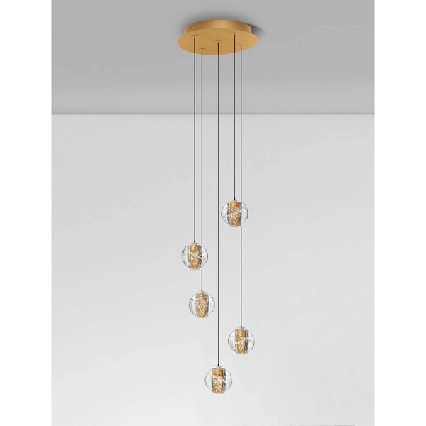 Lampa ścienna CUYO LE44212 LED 16W 3000K kaskadowa złota przezroczysta