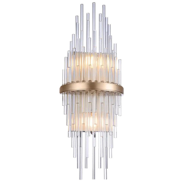 Glamour LAMPA ścienna REYKJAVIK W02073CP Cosmolight salonowy kinkiet kryształowy pałacowy szampański
