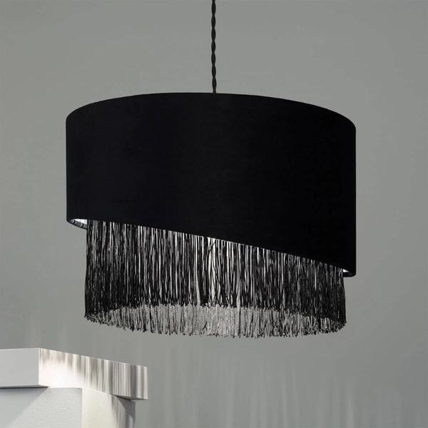 Materiałowa lampa wisząca Fonte ABR-LWAF-E27 Abruzzo aksamit czarny