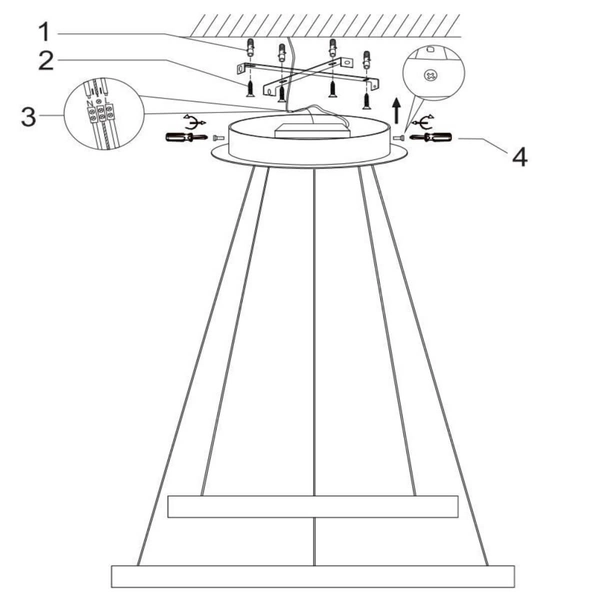 Sypialniana lampa wisząca Vidal LED 92W 2700K złote pierścienie