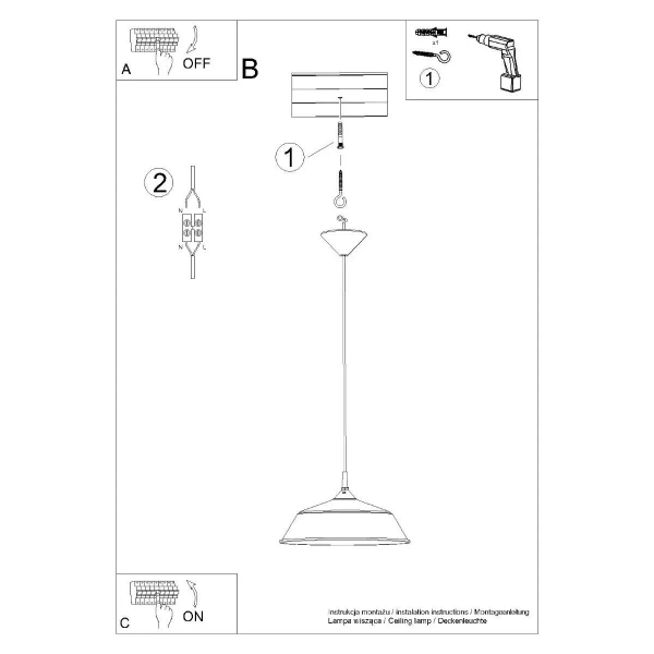 Pojedyncza lampa zwisająca Frika SL.1328 Sollux z kopułą czarna