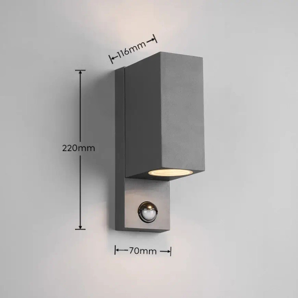 Antracytowa lampa ROYA 214269242 z czujnikiem ruchu IP44 ścienna