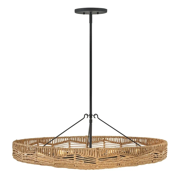 Wisząca lampa nad wyspę Ophelia QN-OPHELIA-6P-BK-CAM rattan brązowy