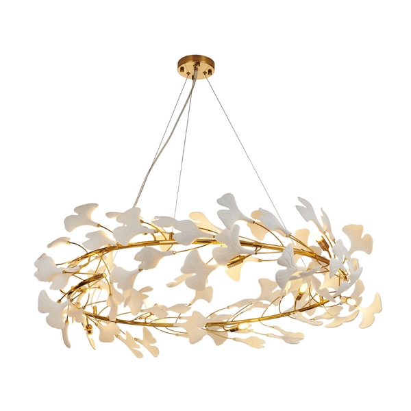 Ceramiczna lampa zwisowa Botanika XY080P-100 liście złota biała