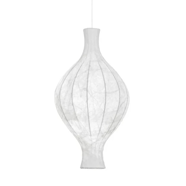 Jedwabna wisząca lampa NERELDO LE45308 japandi do salonu biała