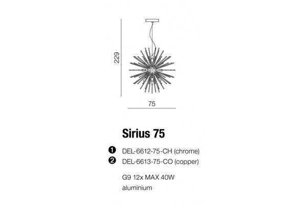 Sticks 75 CO Sirius AZ2119 Azzardo metalowe pręty do lampy miedziane