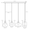 Wisząca LAMPA loftowa LONGIS 10876405 Kaspa skandynawska OPRAWA szklany ZWIS kaskada złota przezroczysta czarna
