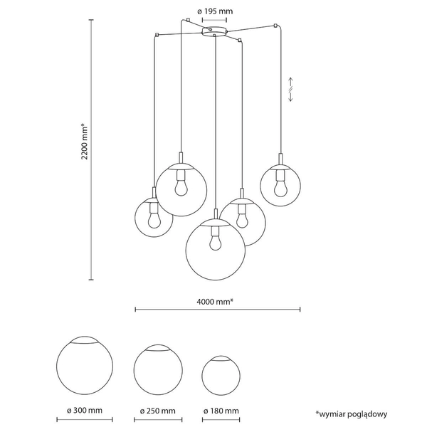 Zwisająca lampa kaskadowa Esme 5382 pająk bubble grafitowa czarna