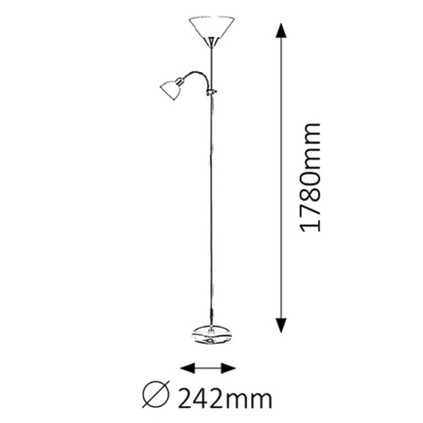 Nowoczesna lampa podłogowa Action stojąca do sypialni srebrna biała
