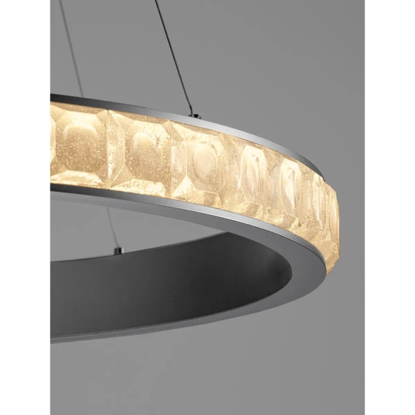 Lampa wisząca ring MONTALO LE45403 LED 45W 3000K crystals srebrna