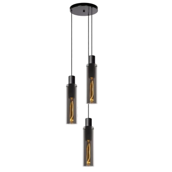 Zwieszana lampa tuba ORLANDO 74404/13/65 Lucide przydymiony czarny