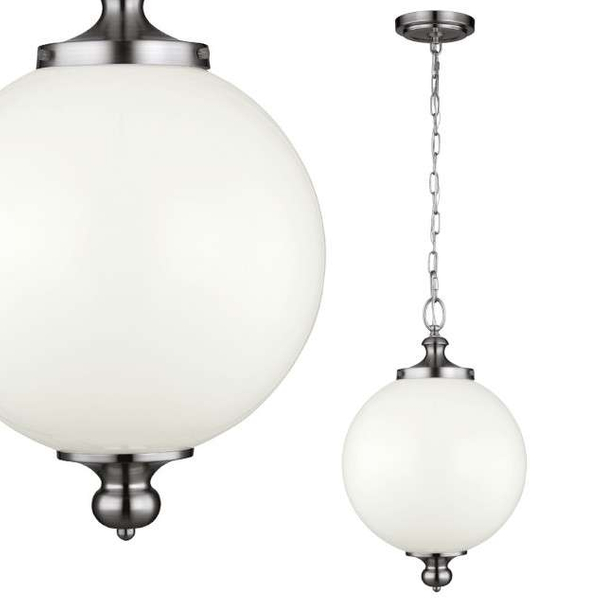 Loftowa LAMPA wisząca FE-PARKMAN-PL-PN Elstead FEISS industrialna OPRAWA szklany ZWIS kula na łańcuchu biała brązowa