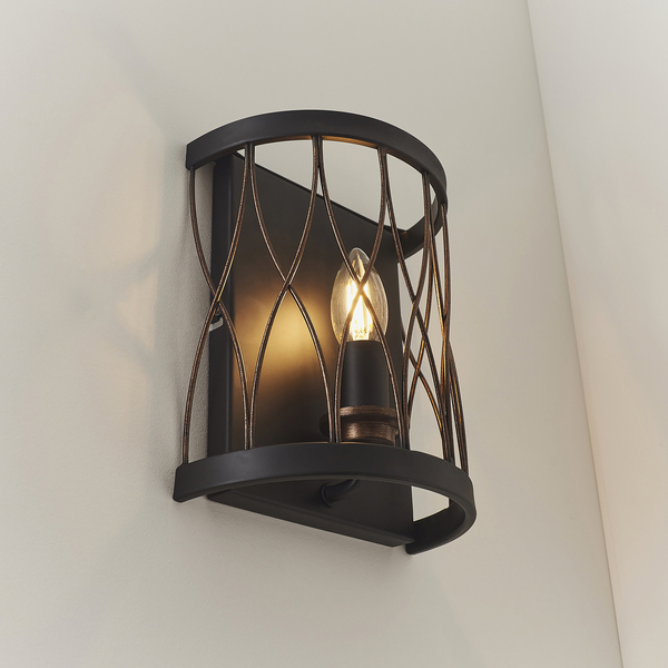 Metalowy kinkiet Heston 61499 Endon lampion tuba świeczka czarna