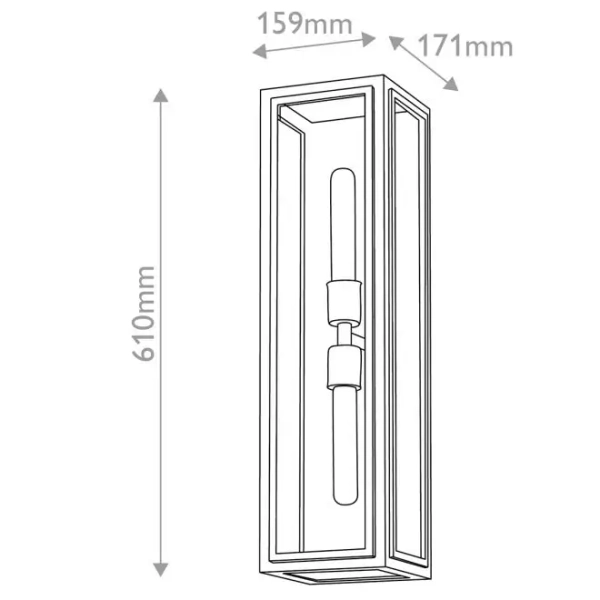 Ogrodowa lampa ścienna Shaw QN-SHAW-2M-BK prostokąt IP44 czarny brąz