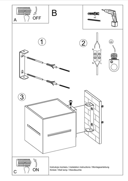 Kinkiet LAMPA ścienna SL.0205 metalowa OPRAWA kostka cube przyścienna szara