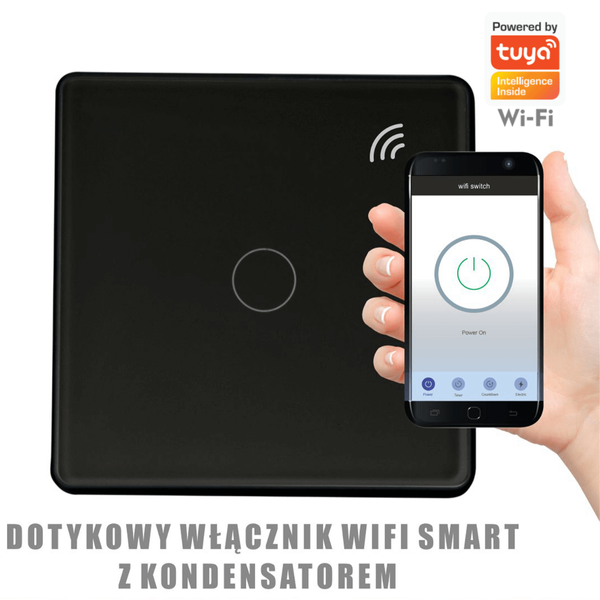 Dotykowy włącznik pojedynczy 319050 z kondensatorem Tuya czarny