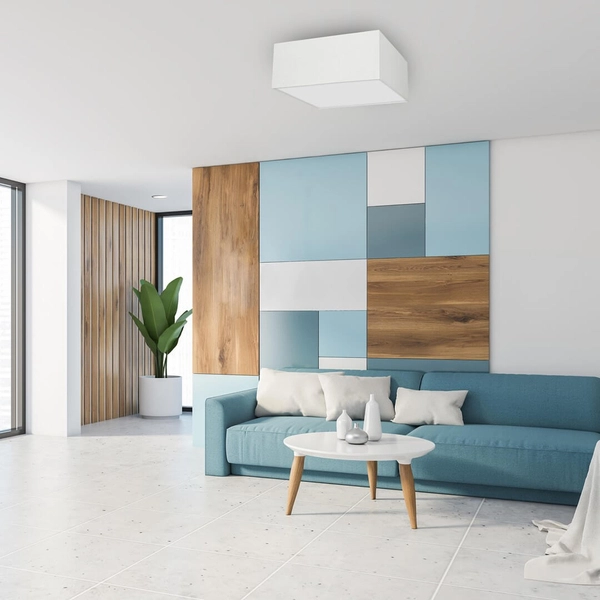 Kwadratowa lampa sufitowa Albion natynkowa do holu biała