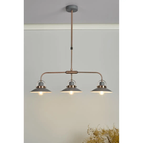 Wisząca lampa retro Liden LID0339 potrójna grafitowy miedziany