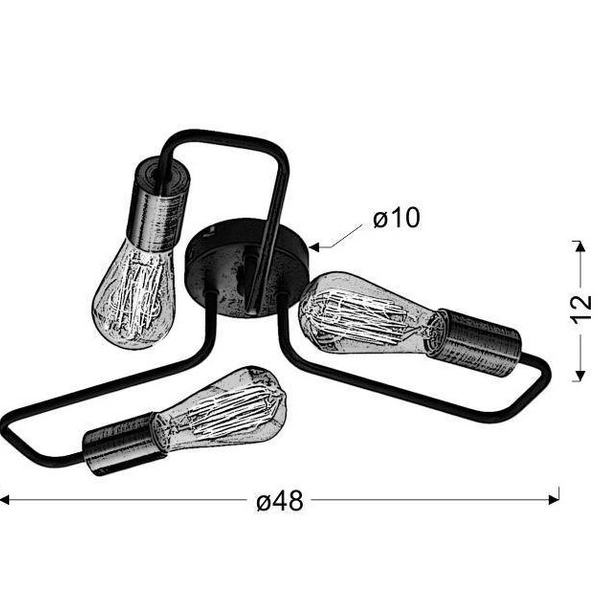 Industrialna lampa sufitowa Herpe sticks czarny miedziany