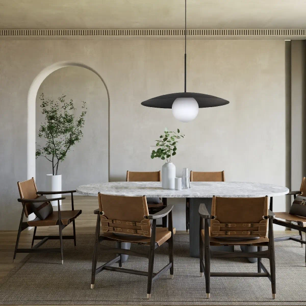 Jadalniana lampa zwisająca Slate 10637 mleczna kula czarny