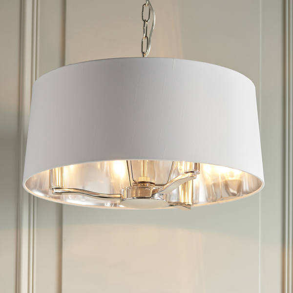 Wisząca lampa Harvey 73021 Endon na łańcuchu biała nikiel