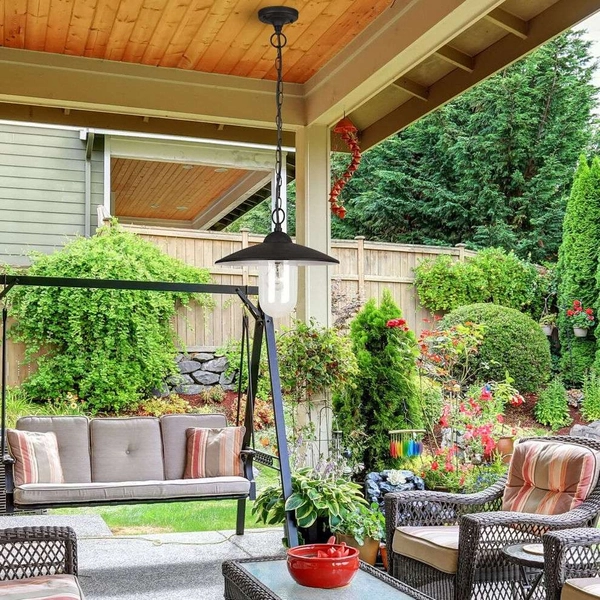 Ogrodowa LAMPA wisząca VIGO 8687 Rabalux metalowa OPRAWA kopuła ZWIS industrialny IP44 czarny matowy biały przezroczysty